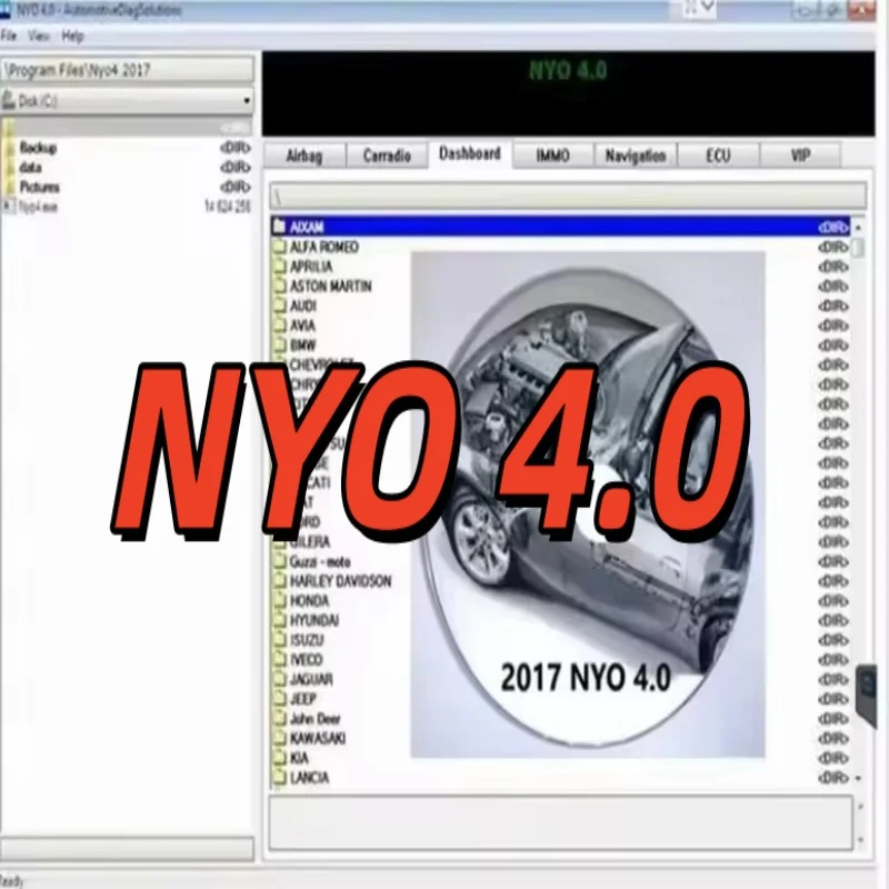 Newest NYO 4 full database safety airbags+dashboard+car radio+IMMO+navigation automatic data repair software support Win7/8/10