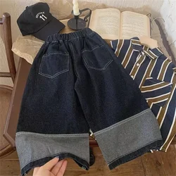 Kids Pants New 2025 Spring Autumn Patchwork Simple Style Korean Fashion Casual Baggy