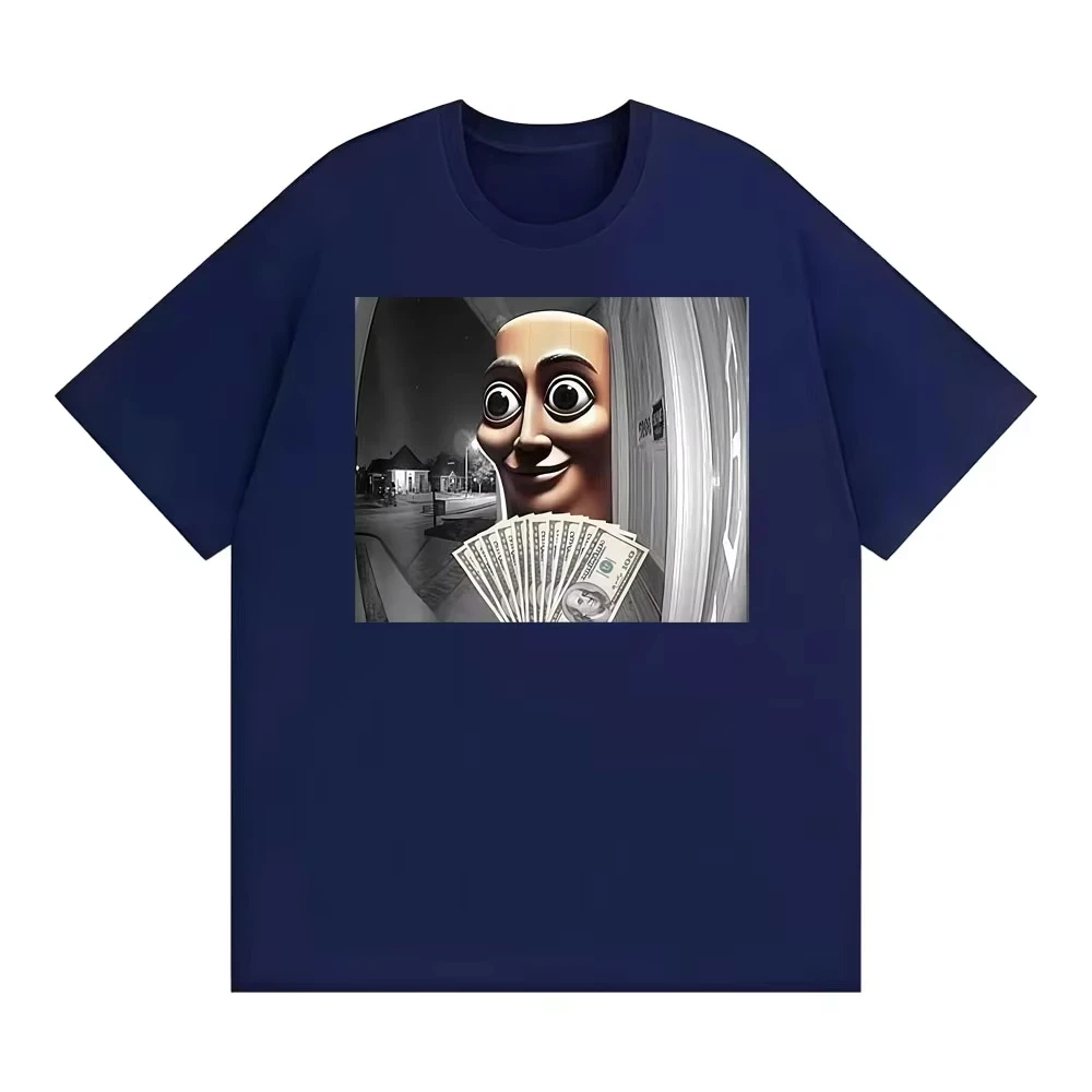 Vintage Weird Mask Character Print T-shirt Men Soft Cotton Unisex Dark Funny Meme Oversized Fashion Tops