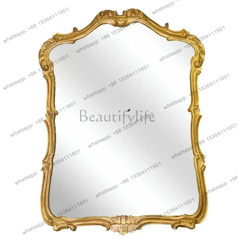 

FG40LXFrench carved vanity mirror, bedroom wall-mounted European retro bathroom vanity mirror, light luxury bathroom mirror