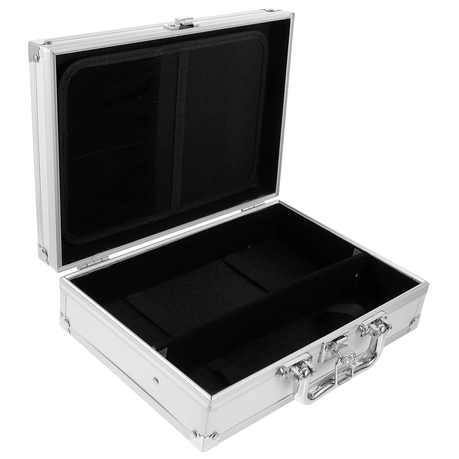 

Toolbox Aluminum Carrying Case Portable Workstation Briefcase Metal Suitcase Hard Briefcases for Men Silver Locking Man