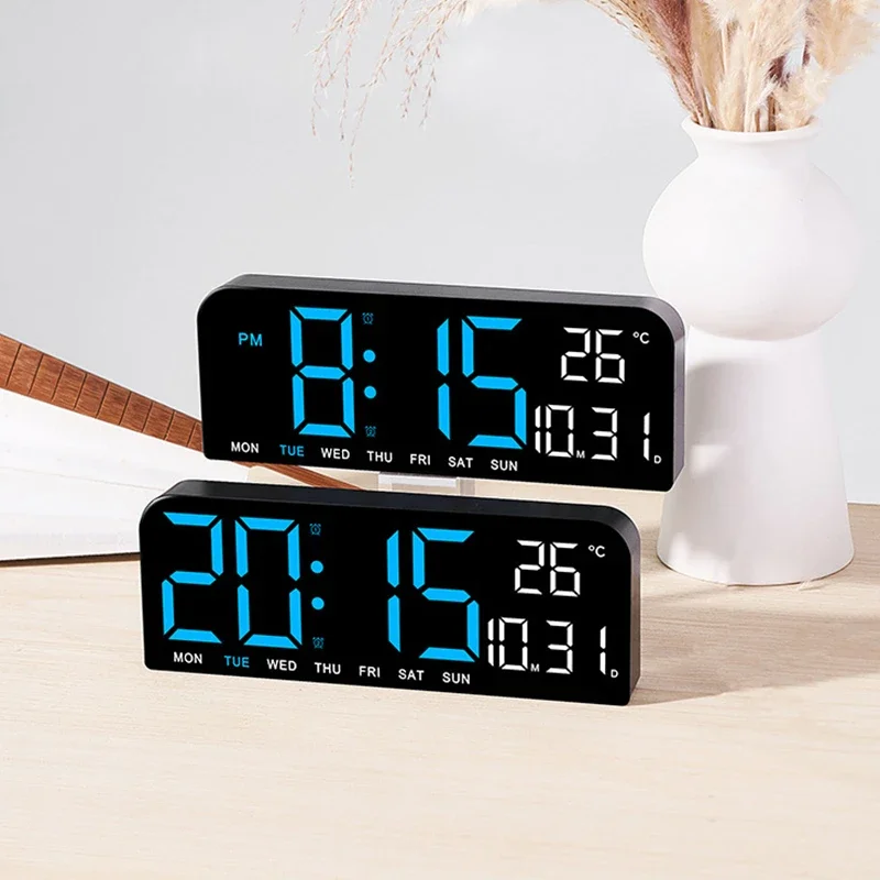 

LED Digital Alarm Clock Temperature Date Display Snooze Plug-in Desktop Electronic LED Clocks for Living Room Office Decoration