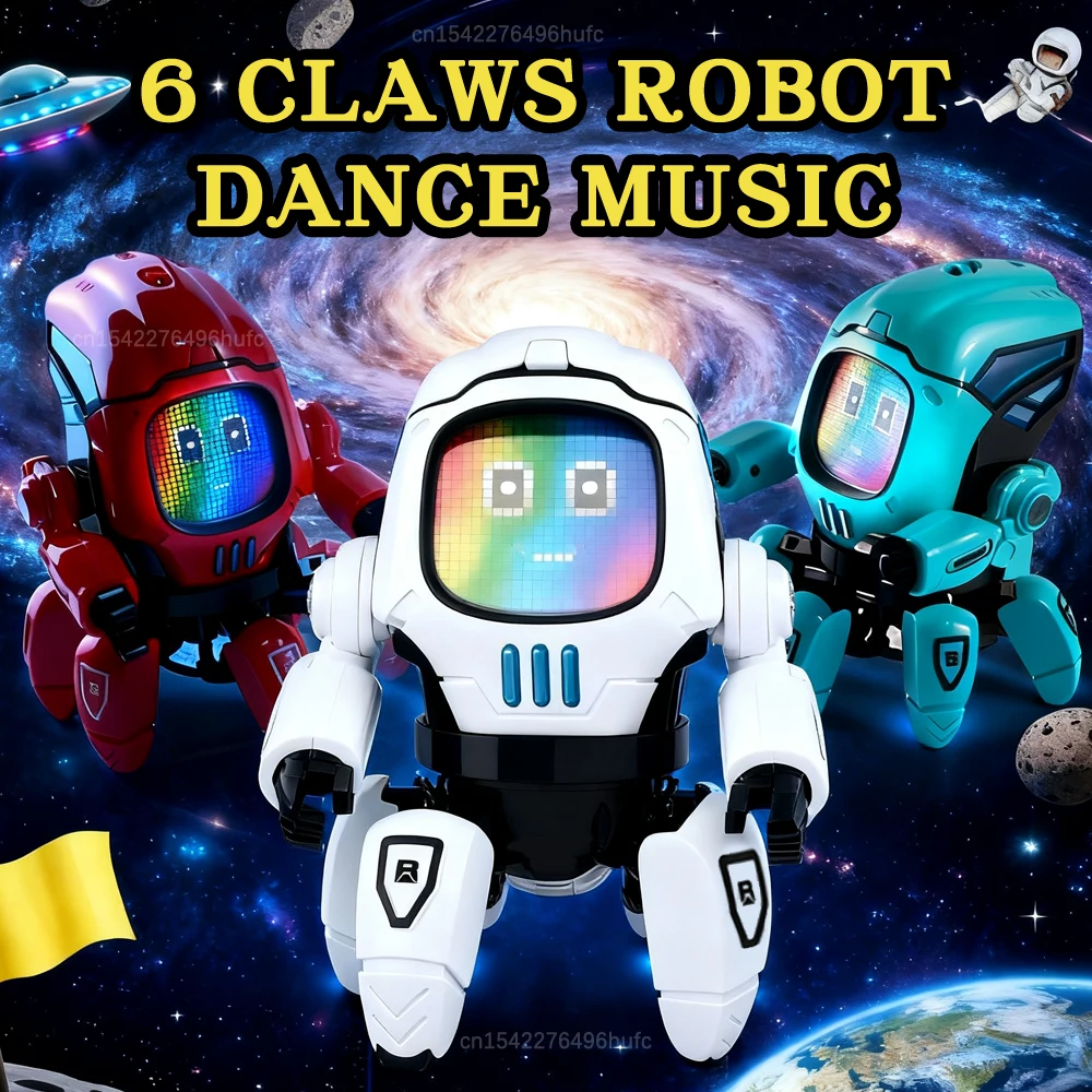 6-Krallen-Roboter, Tanzmusik, frühes Lernspielzeug für Kinder, interaktiver elektronischer Roboter, Geburtstagsgeschenke für Kinder, Jungen und Mädchen