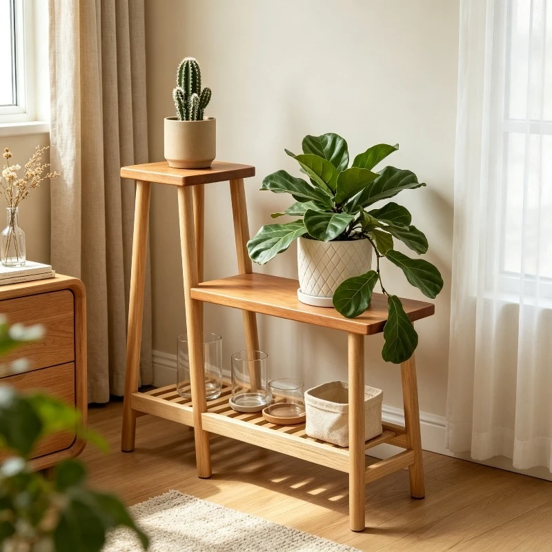 Wooden Plant Stand Rack Shelf Display Multitier Floor Living Balcony Vase Flower Holder Sturdy Durable Rustic Home Decor ProX