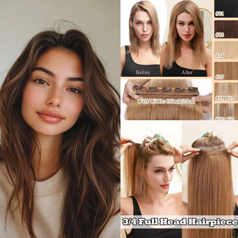 Human Hair Fish Line Extensions 14inch Clip In Hair Weft Single Weft Ready Stock Wholesale Color #2 #8 #60