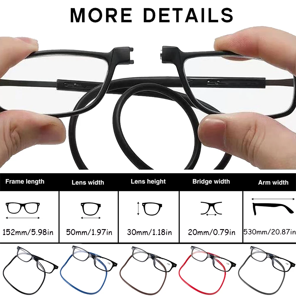 Portable Reading Glasses High Definition Resin Fashion Folding Presbyopic Eyeglasses TR90 Material Flexible Frame Easy to Wear