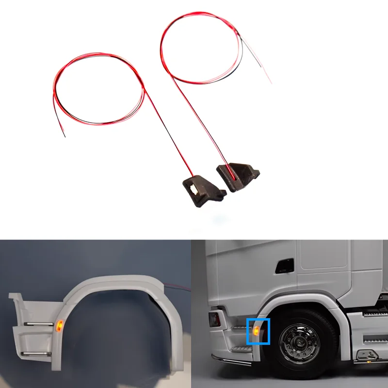 

2Pcs LED Front Wheel Eyebrow Light Modification DIY for 1/14 Tamiya RC Truck SCANIA 770S 6X4 56368 8X4 56371 Toys Car Parts