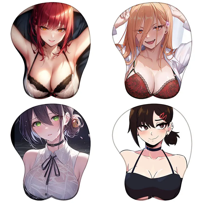 Anime Makima 3D Silicone Mousepad Chainsaw Man Power Reze Kobeni Himeno 3D Wristband Mouse Pad Hentai 3D Wrist Rest Mouse Mat