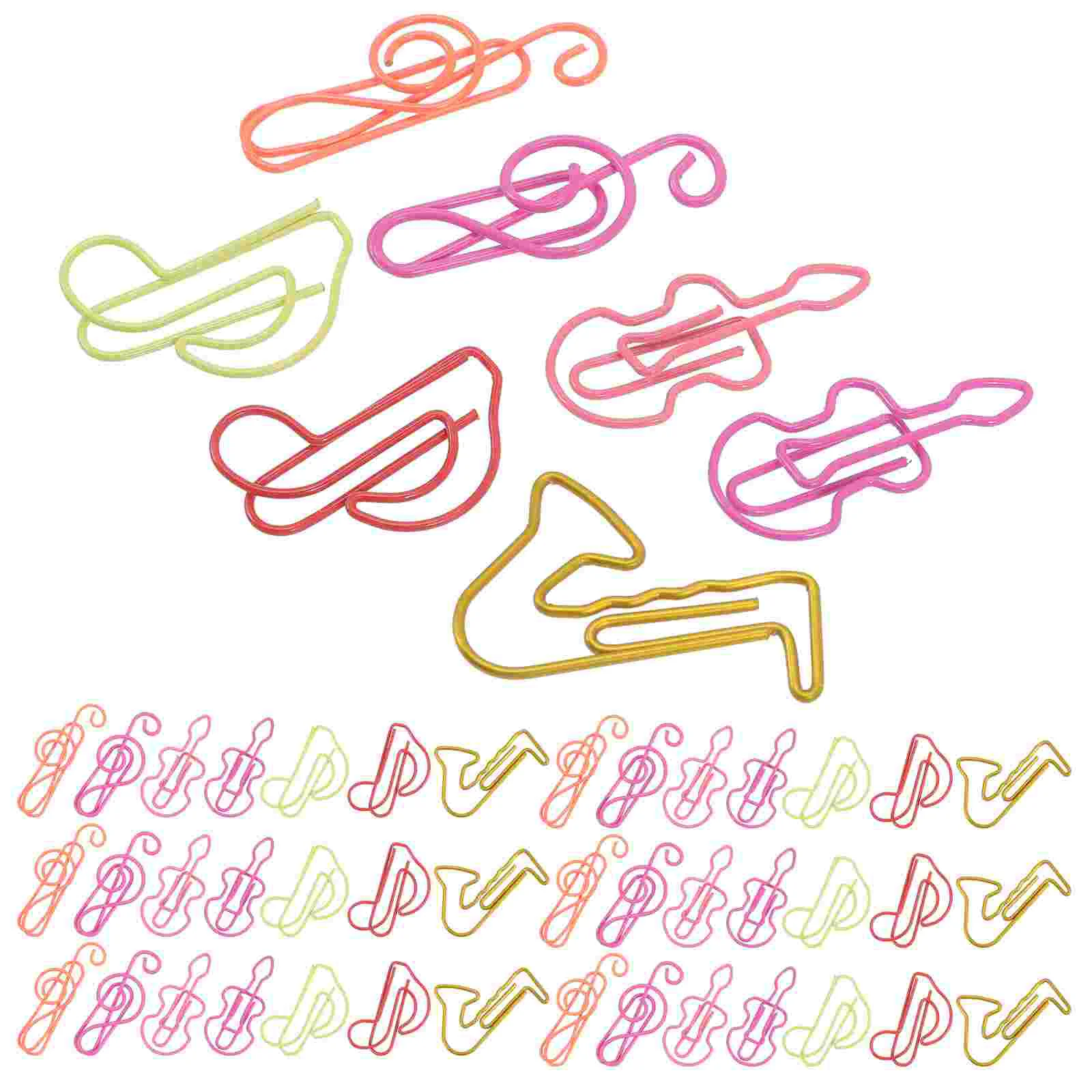 

60 Pcs Note Paper Clip Style Clips Music Colorful Fun Cute File for Notes Giant Pin Child