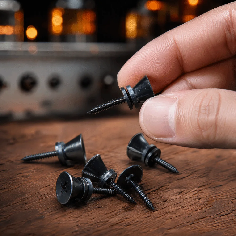 6PCS Sturdy Metal Material Guitar Strap Lock Pins Black Color Guitar Strap Buttons Strap Lock Pegs Electric Guitar Use