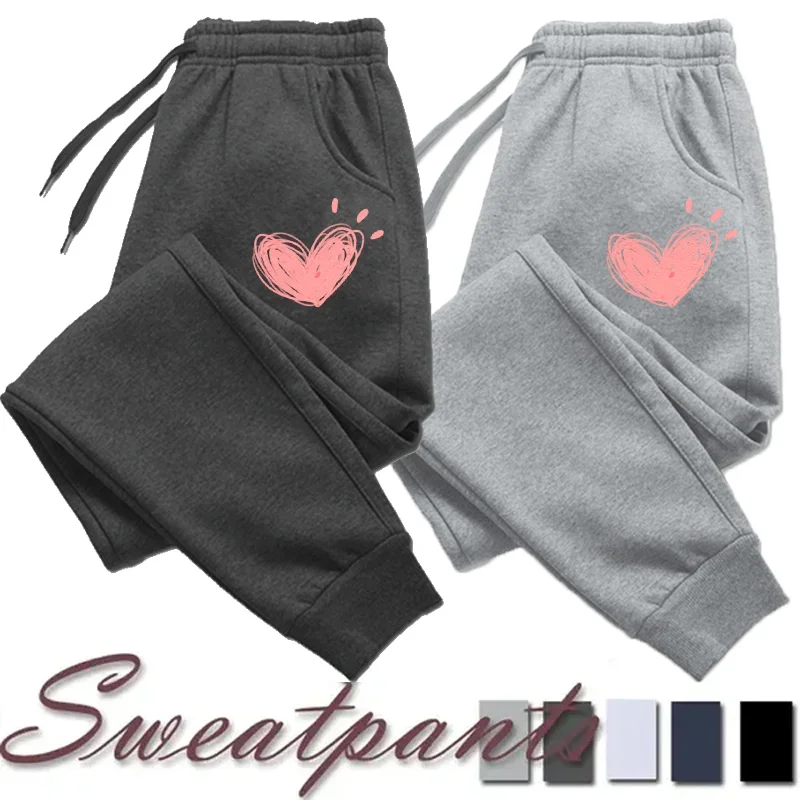 

Women Cute Heart Printed Sweatpants Autumn Winter Cotton Long Pants Jogger Trousers Casual Sports Fitness Women Sweat Pants