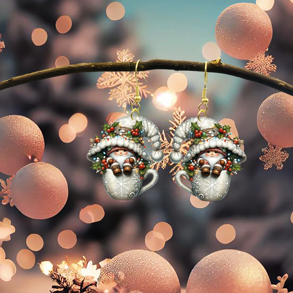 Orecchini nani Ornamento natalizio Fiaba Pupazzo di neve Orecchini moda originalità Orecchini fata acrilico nuovo stile