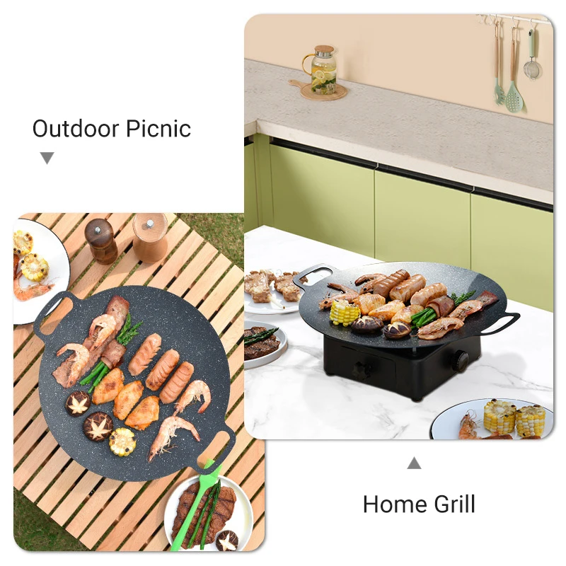 Grill Pan Home Rice Stone Frying Pan Outdoor Camping Grill Pan Korean Style Grill Pan Teppanyaki Grill Pan