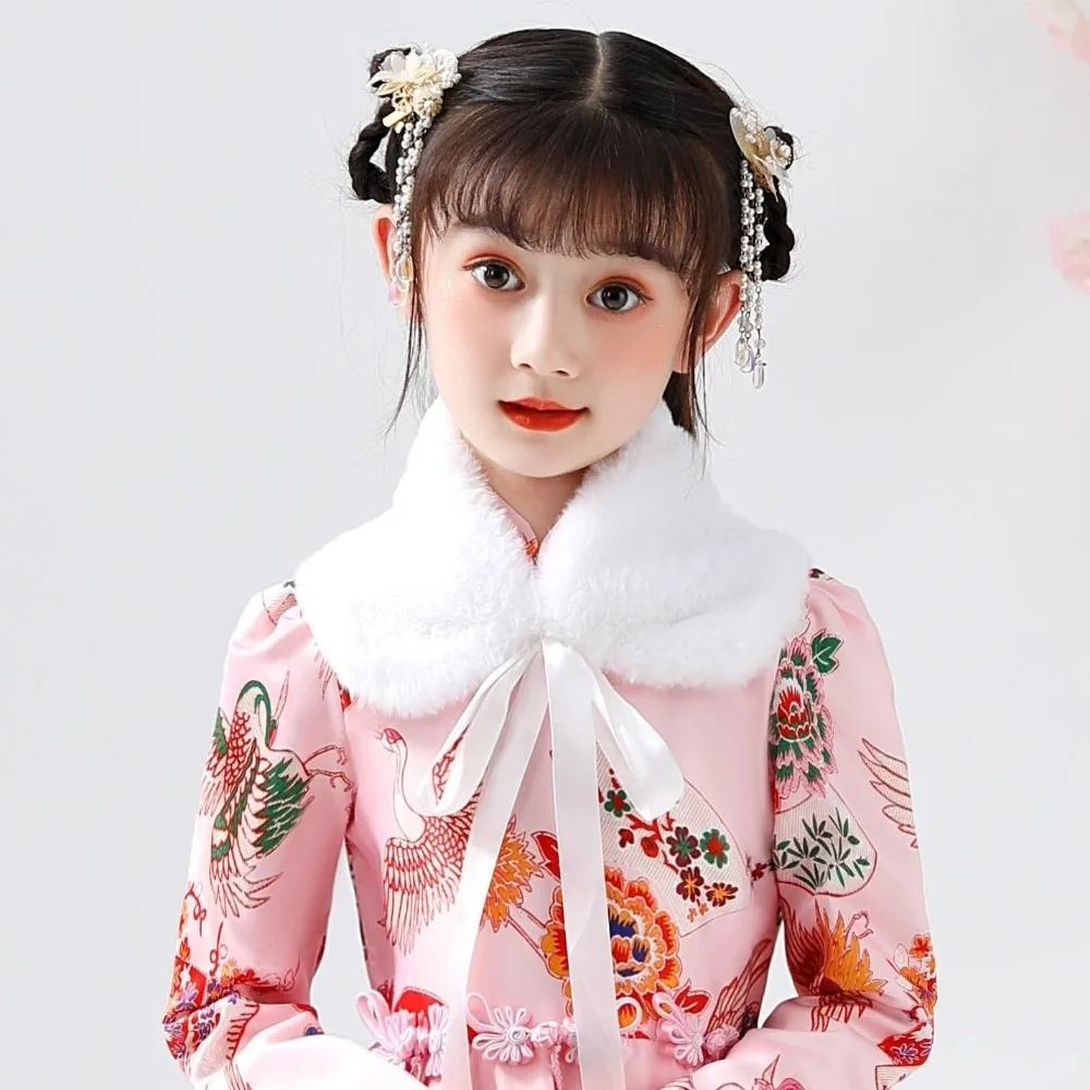 Faux Fur Princess Neck Collar Warm Soft Windproof White Faux Fur Collar Thickened White Fleece Scarf Cape New Year Gift