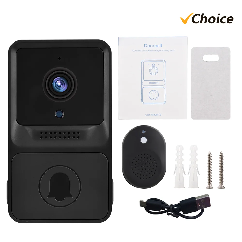 1080P High Visual Smart Security Doorbell Camera Wireless Video Doorbell with IR Night Vision 2-Way Audio Real-Time Monitoring