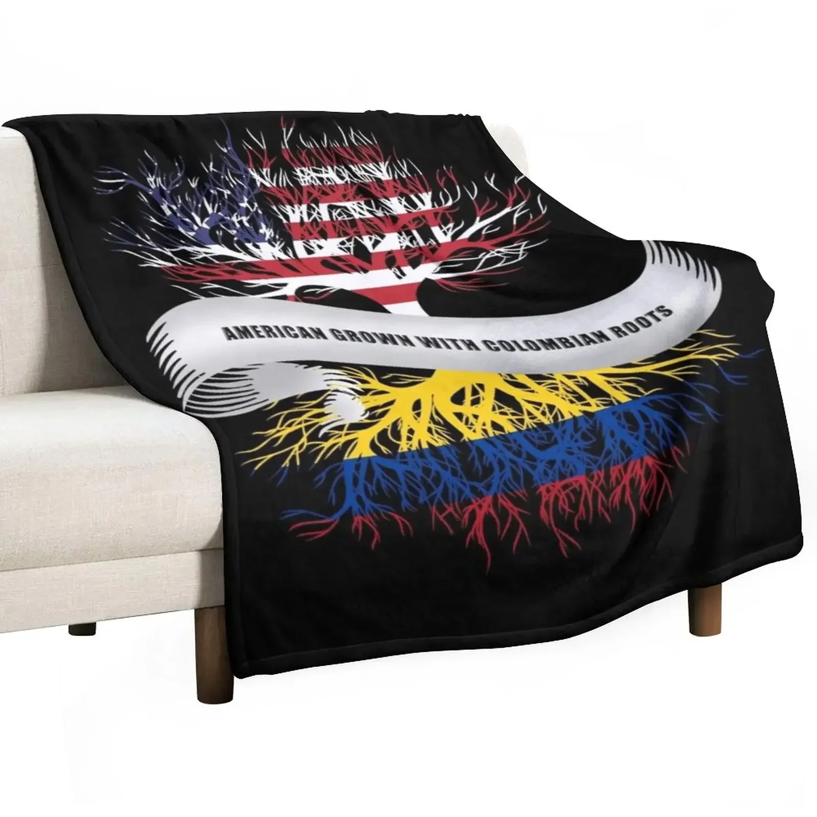 American Grown with Colombian Roots Colombia Throw Blanket Sofa Throw Sofa Stuffeds Blankets