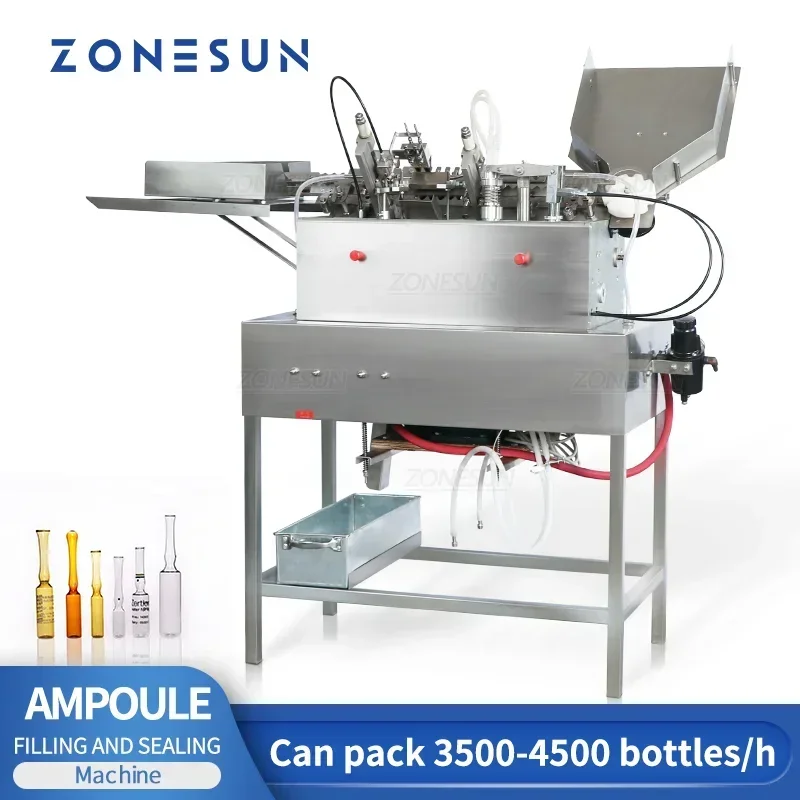 ZONESUN ZS-FSAB2 Auto Ampoule Filling Sealing Machine 2ml Liquid Filler Hot Melt Sealer for Essence Serum Vitamin Glass Bottle