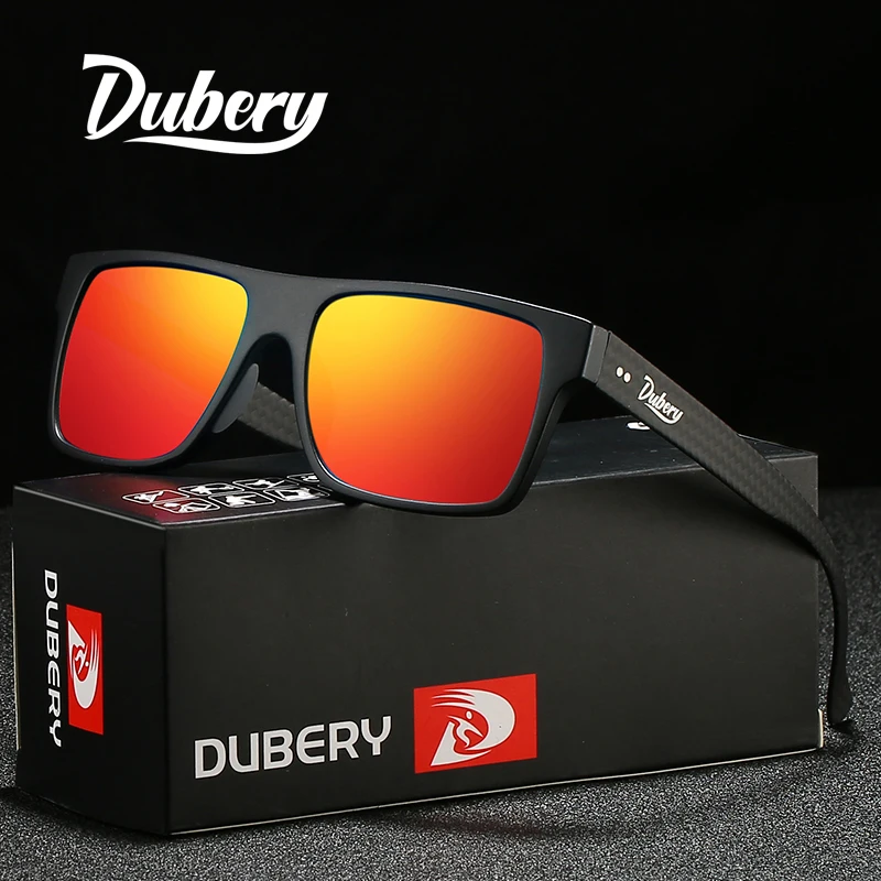 DUBERY Carbon Fiber Sunglasses Vintage Polarized Men's Sun Glasses For Men Driving Black Square Oculos Male 6 Colors Model 500