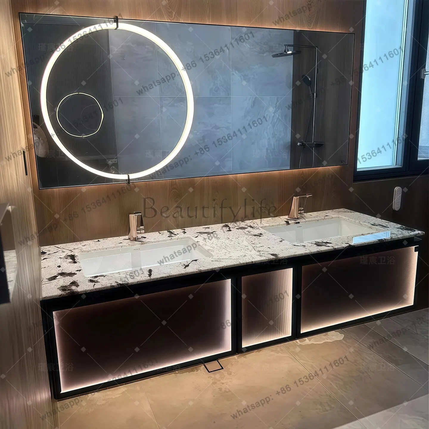Designer Luxury Stone Countertop Bathroom Cabinet Combination Toilet Wash Sink Washbasin Cabinet