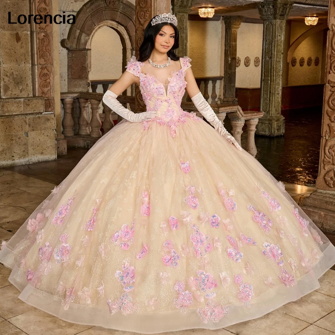 

Customized Pink Quinceanera Dress Ball Gown Floral Lace Applique Crystals Beaded Mexican Sweet 16 Vestidos De 15 Años YQD822