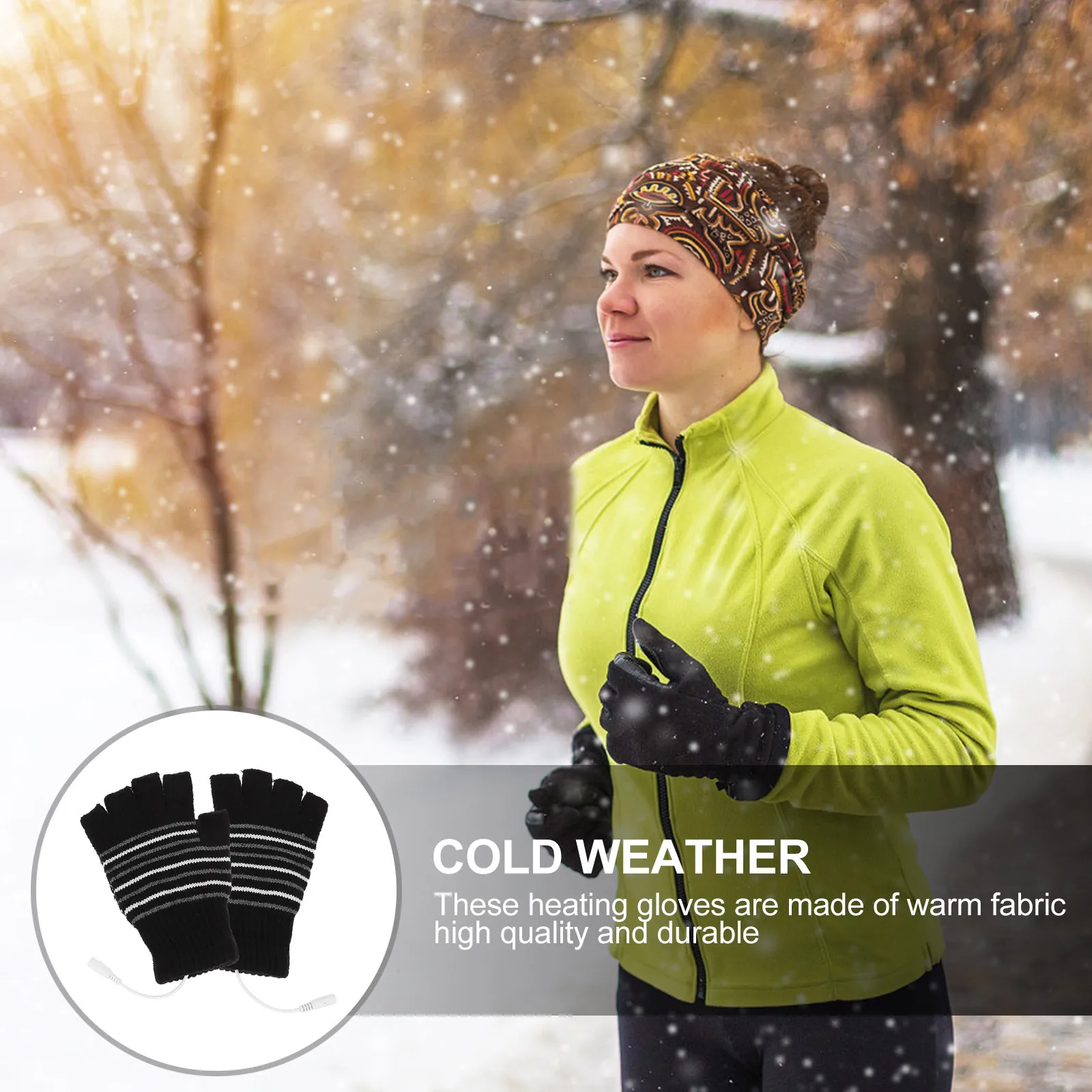 

2Pairs Heated Gloves USB Powered Warm Fabric Winter Gloves for Running Writing Watching Indoor Outdoor Use Hand Warmer