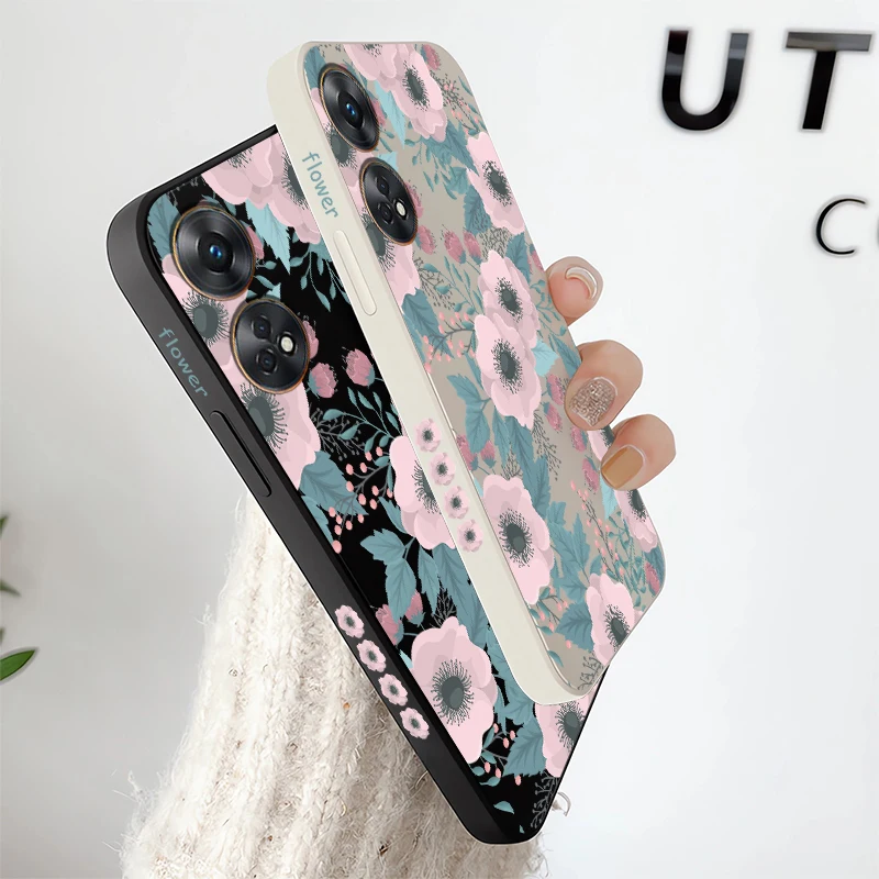 رينو 13 الفاخرة الزهور طباعة جراب هاتف ل ممن لهم رينو 13 برو 8T 4G 5G 14F 12 F19 برو 5F 6 لايت 7 للصدمات غطاء سيليكون #4