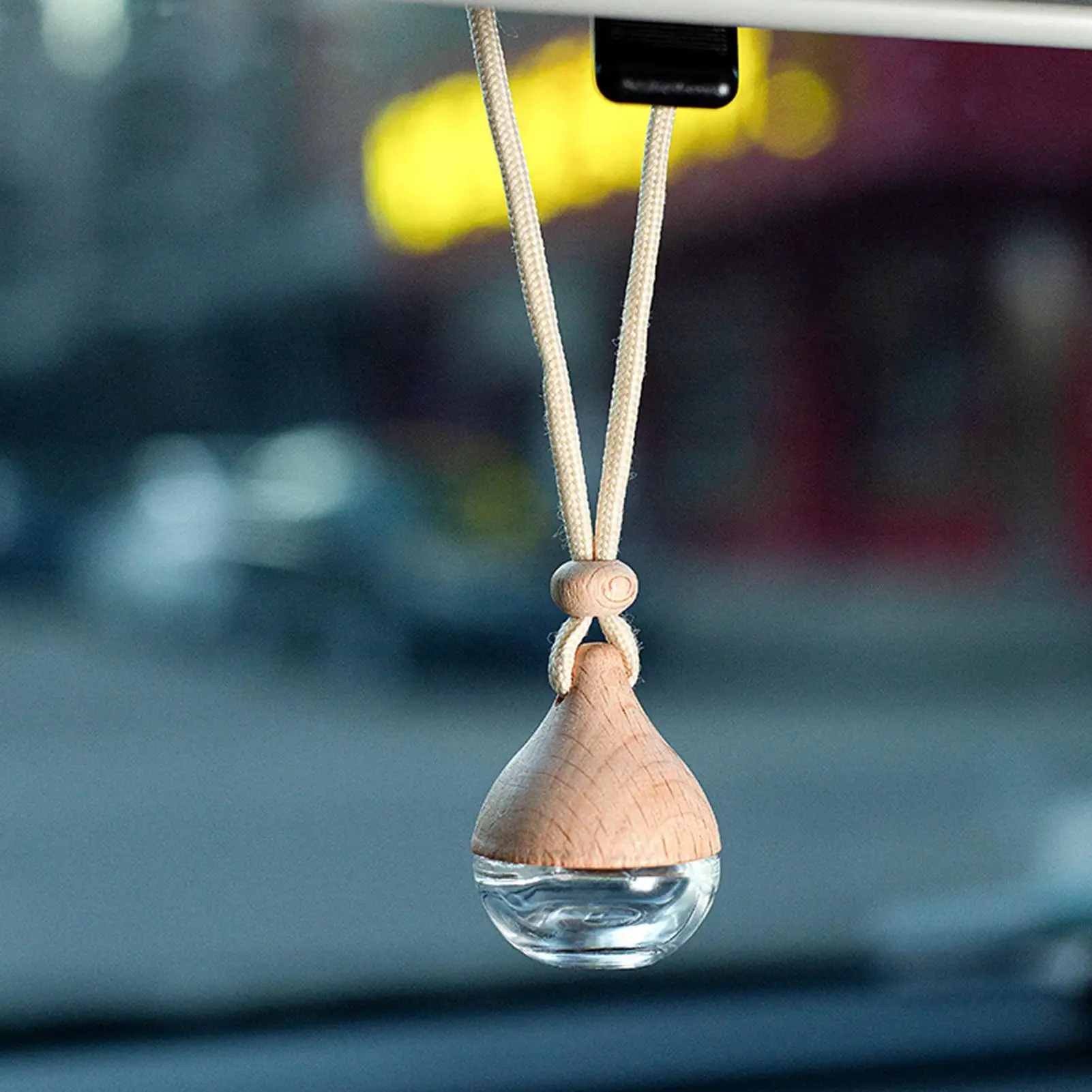 Empty Car Air Freshener Pendant Perfume Glass Bottle With Wooden Caps Refillable Car Essential Oil Diffuser Bottle Car Supplies