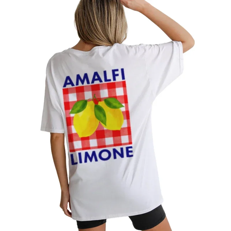 

Women Oversized Amalfi Limone T-Shirt Cute Italian Lemon Fruit T Shirt Vintage Aesthetic Clothes Trendy Grunge Streetwear Tops