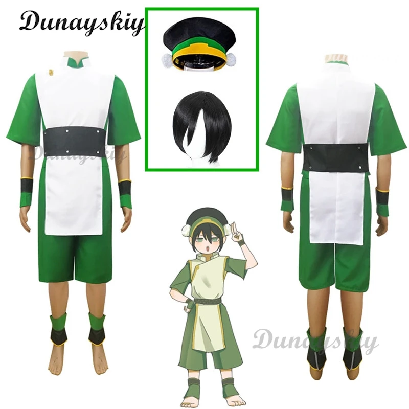Disfraz de Avatar The Last Airbender Toph Beifong, disfraz de Anime para adultos, disfraz de Halloween, traje de Carnaval para hombres y mujeres, conjunto completo