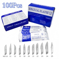 100Pcs Dental Medical Surgical Blade Scalpel Sterilized Blades Scalpel Handle Dissection Beauty DIY Cutting Phone Repair Carvin