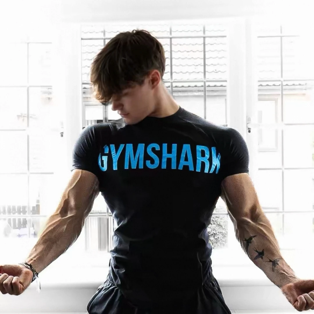GYMSHARK Prime T-Shirt Fitness Shirt, Fitness Strength Training Speed Drying Tight Top, GYMSHARK Elastic Tees