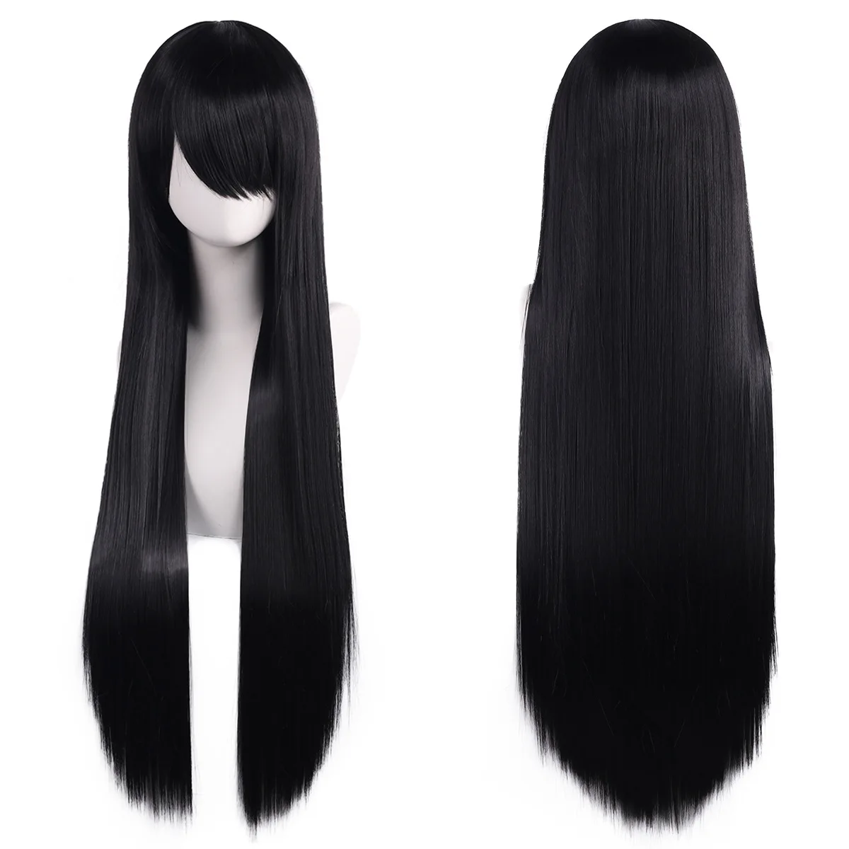 80 cm lange synthetische wit paars cosplay pruiken groen haar rechte zilveren pruik roze haarstukje lolita pruik met pony