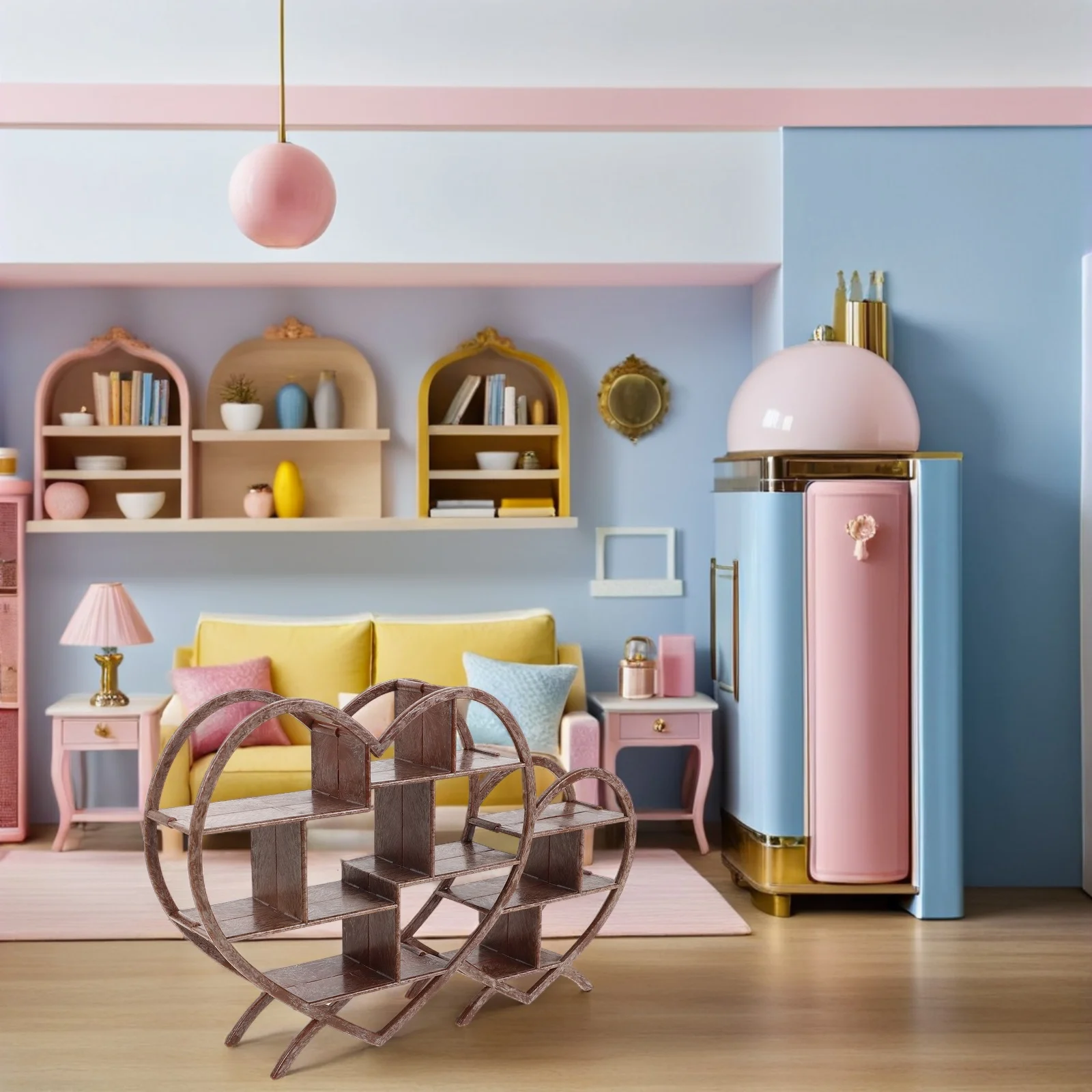 3 pçs rack de armazenamento em miniatura estilo asiático prateleira de plástico resistente para decoração de móveis em miniatura estante de exibição de casa de bonecas