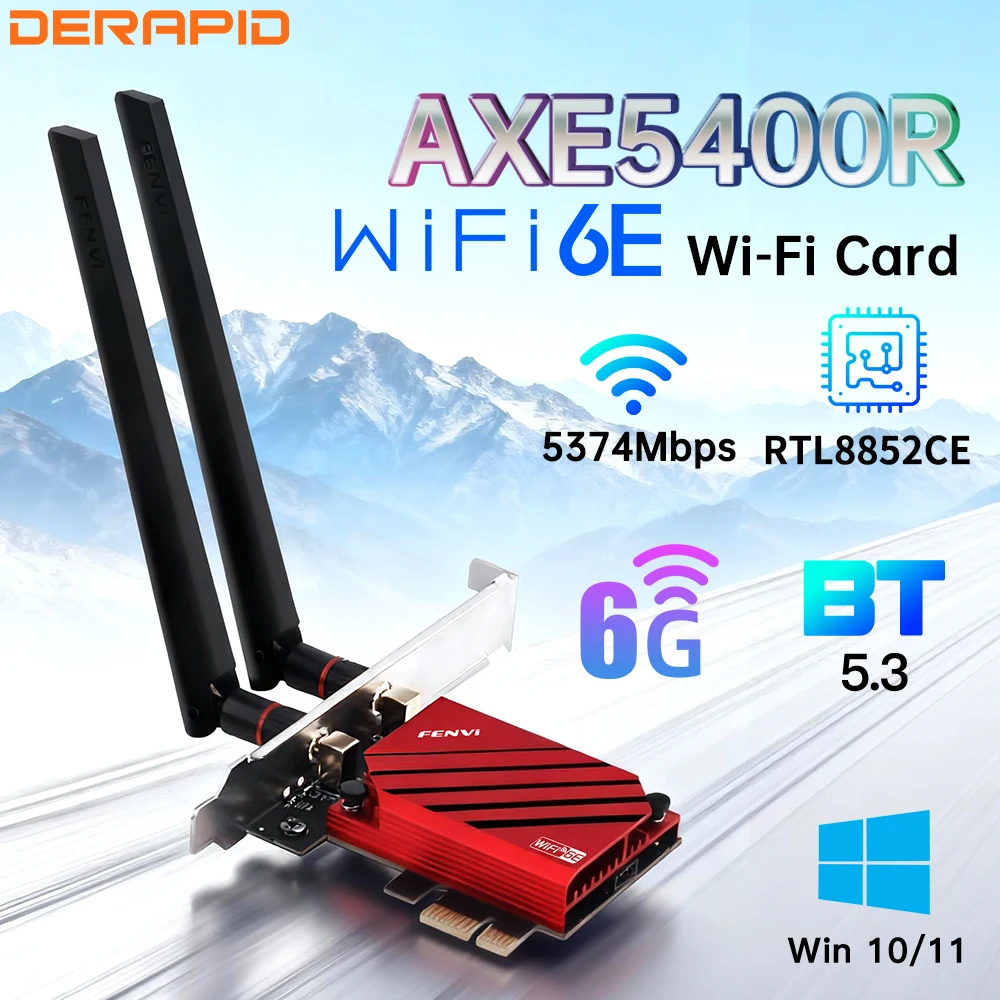 WiFi6E RTL8852CE 블루투스 5.3 트리플 밴드 2.4G/5GHz/6GHz 와이파이 카드 802.11AX 5374M PCI 익스프레스 무선 네트워크 어댑터 PC