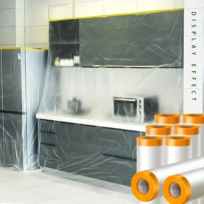 

Pre Taped Masking Film Painters Plastic Sheeting Film Tape Car Paint Masking Film Automotive Painting Covering Furniture Tapes