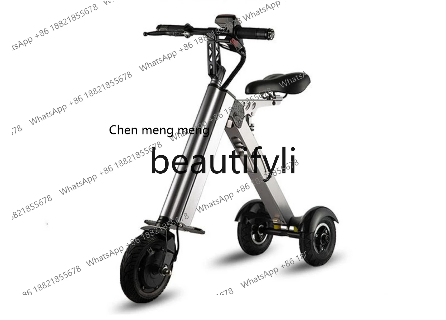 

Folding ultra-light portable lithium battery electric tricycle into a small scooter