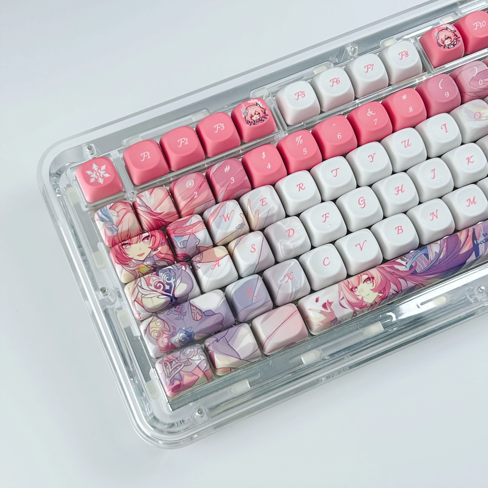 MAIMOOO Honkai：Star Rail Cyrene Keycaps MOA Cherry Profile PBT Dye Sub Custom Pink Cartoon Anime Game for Mechanical Keyboard