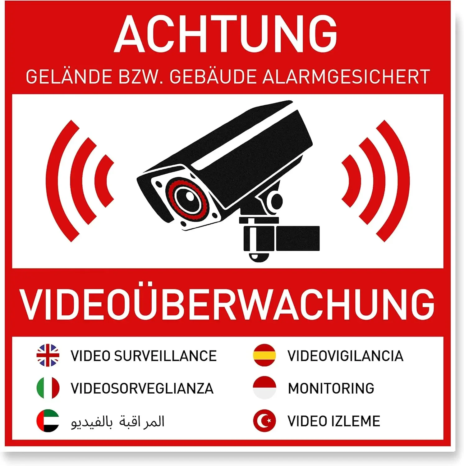 8pcs 10 x 10cm Stickers Video Surveillance Sticker for More Security Warning Sticker