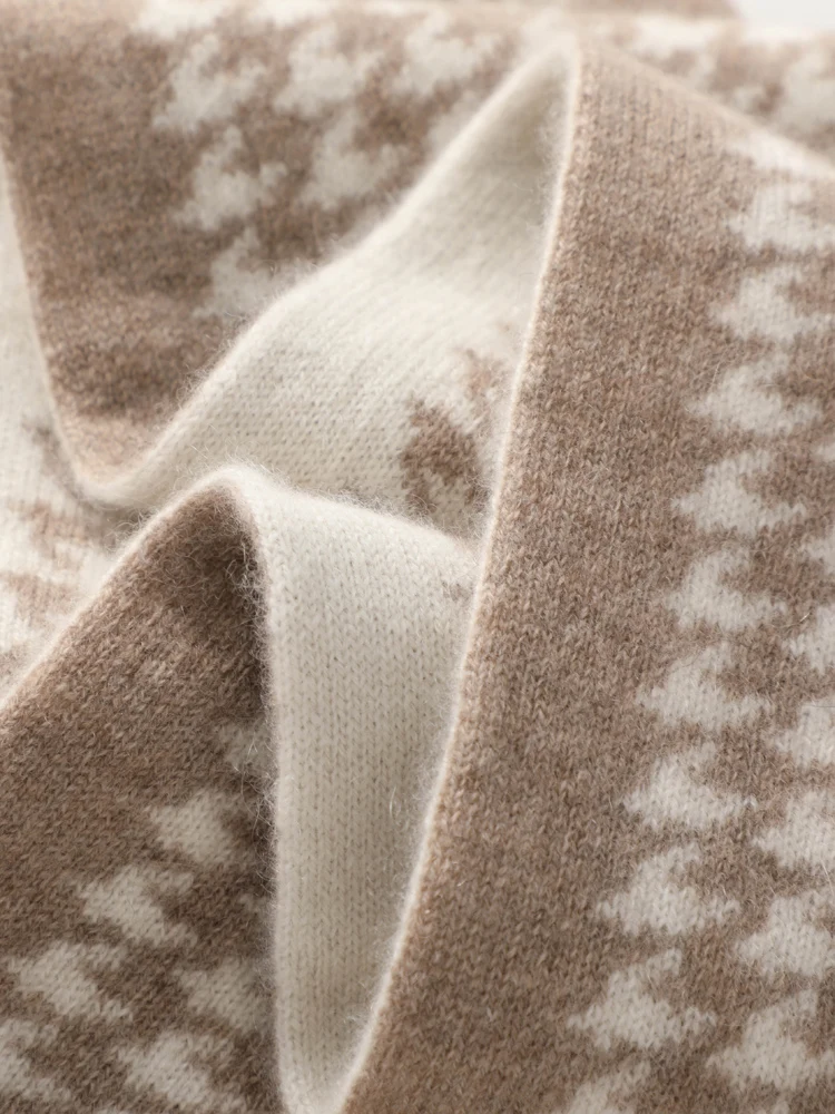 Immagine 7: TLOML Sciarpa da donna in cashmere 100% Autunno Inverno Mille uccelli Griglia Scialle lungo Stile casual Morbida calda Comoda Sciarpa classica chic