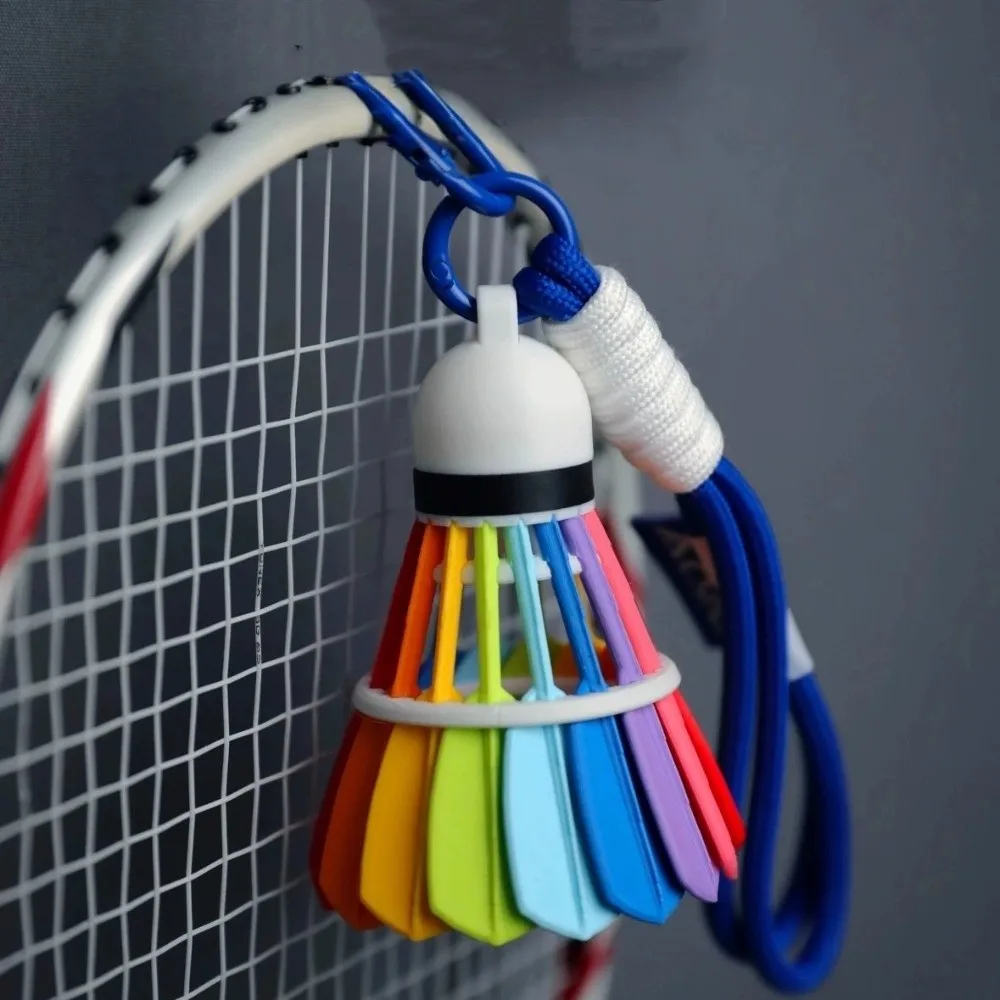 Porte-clés de Badminton coloré couleur arc-en-ciel, pendentif de sac de Badminton suspendu drôle, décor de sac à dos créatif, impression 3D, cadeau