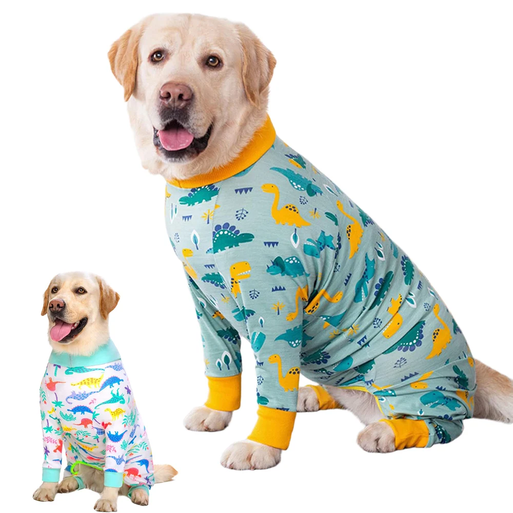

Dinosaur Surgery Recovery Suit for Large Dogs, Cotton Dog Pajamas for Shedding Prevent Licking Surgical Wound,Full Belly