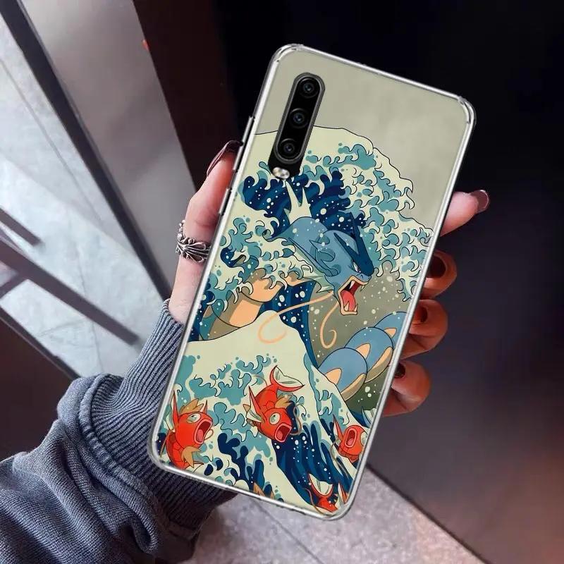 Coque de téléphone en TPU souple, motif artistique japonais ondulé, pour Huawei P30 Lite P40 P20 P10 P50 Mate 10 20 30 40 Pro