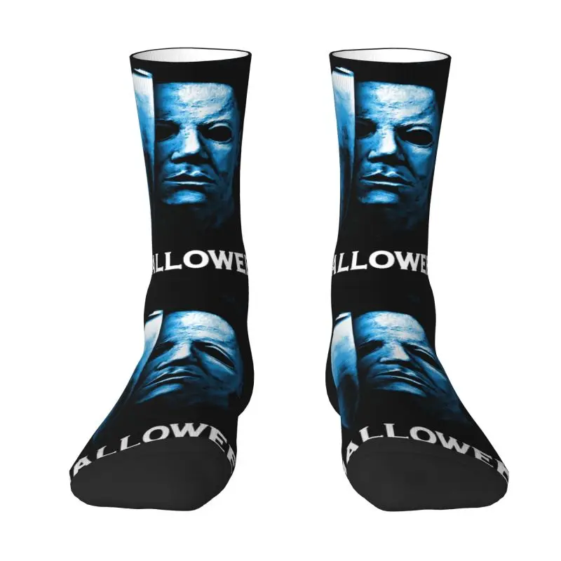 Funny Men's Halloween Michael Myers Dress Socks Unisex Warm Comfortable 3D Print Horror Movie Character Crew Socks