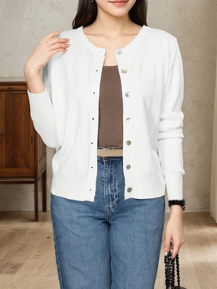 ZANZEA Cardigan Rajut Wanita 2025 Pakaian Luar Musim Gugur Kasual Longgar Kerah O Sweater Warna Solid Elegan Lengan Panjang Tipis Jumper