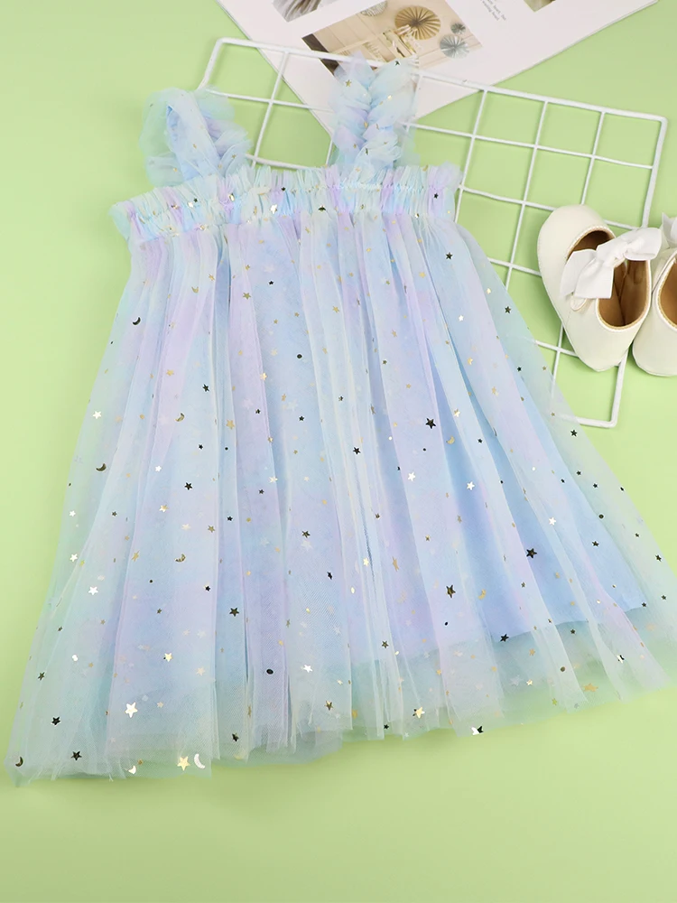 Toddler Baby Girl Dress Rainbow Sequins Tulle Tutu Vestidos 6Months-5 Years Kids Birthday Party Princess Set Infant Summer Sweet