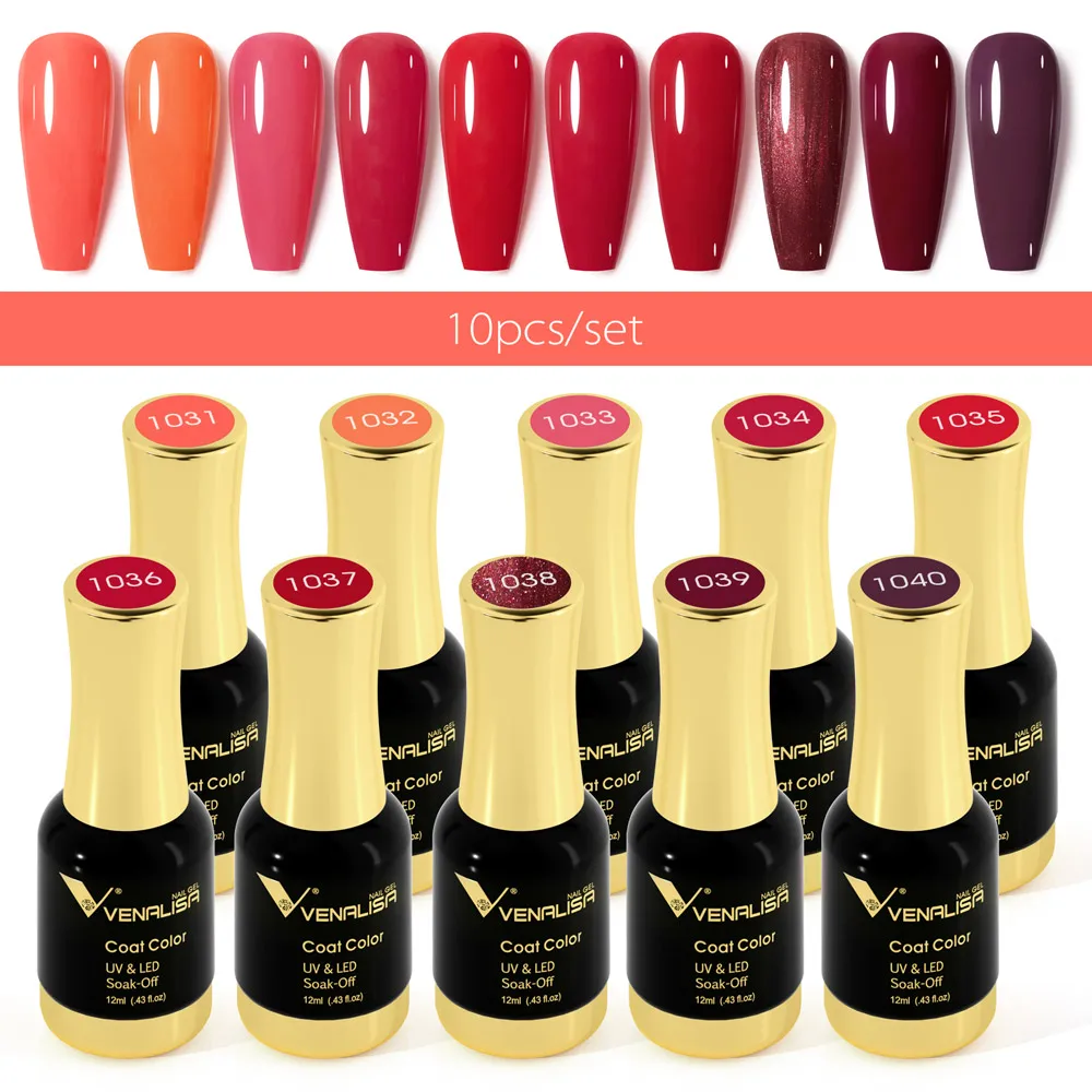 VENALCrawNail-Verhéritage à ongles gel, 12ml, 10 pièces/kit, super brillant, couche de finition guatémaltèque, séchage UV LED, MSI rose, laque étoilée