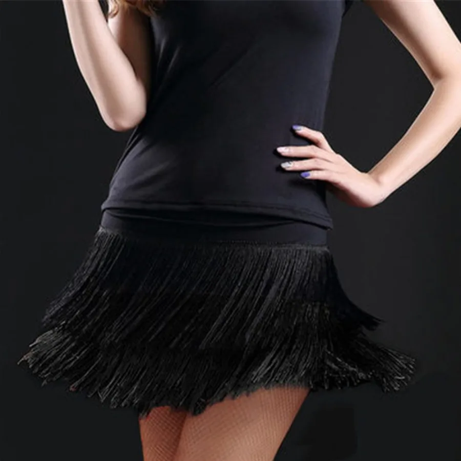 Jupe de danse latine à double pompon pour femmes, jupe de danse sexy pour dames adultes, jupes à franges, 8 couleurs de type, offre spéciale