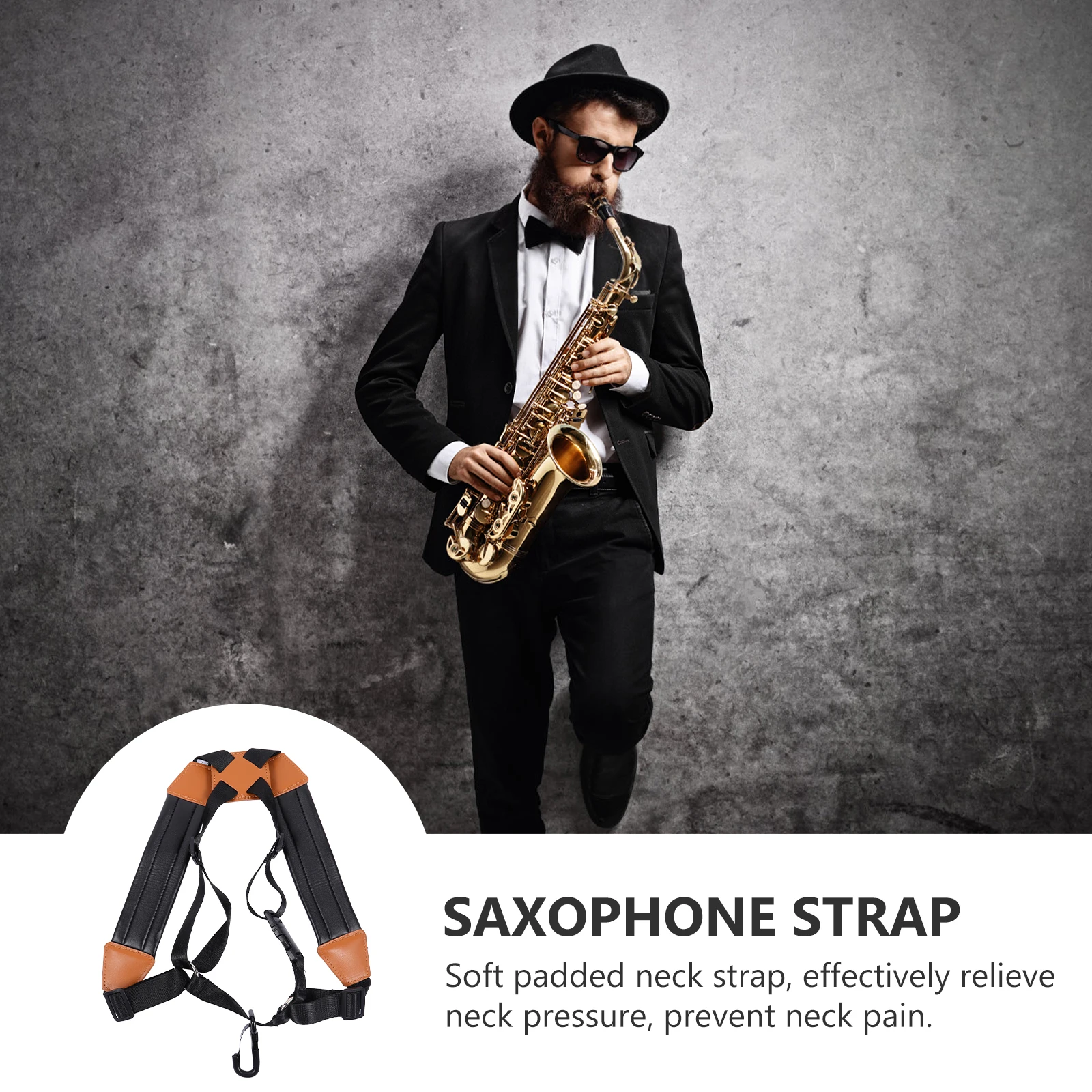 

Saxophone Strap Musical Instrument Straps Neck Harness Shoulder Double for Alto Tenor