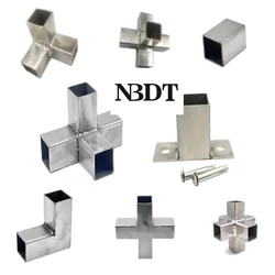 1Pc 304 Stainless Steel 25*25mm Square Rail Connector Clamp Fittings L Elbow T Cross Joint