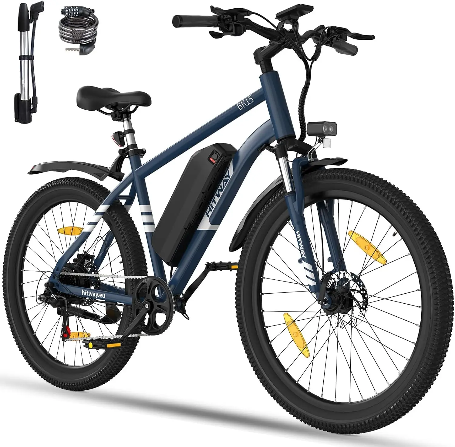 HITWAY elektrische fiets E-mountainbike, 27,5 inch elektrische fiets woon-werkverkeer E-bike met 36V13Ah verwijderbare batterij, 7 versnellingen